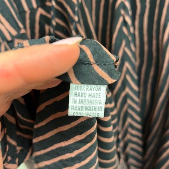 Natalie Martin Fit & Flare Ruffled Plunge Front Long Sleeve Striped Mini Dress S - Picture 5 of 9